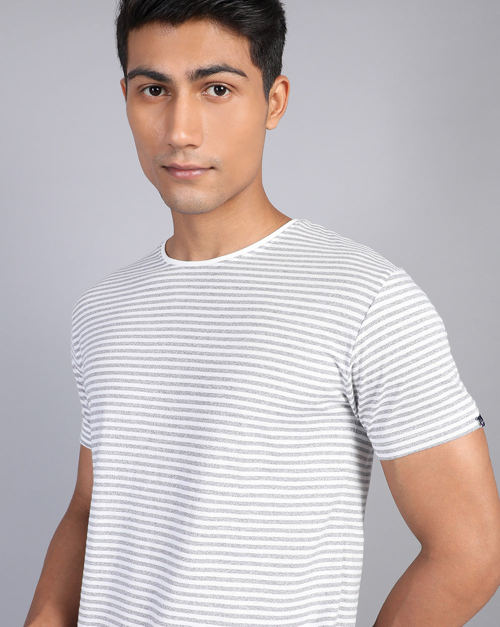 Lazy Striped T-Shirt-Grey