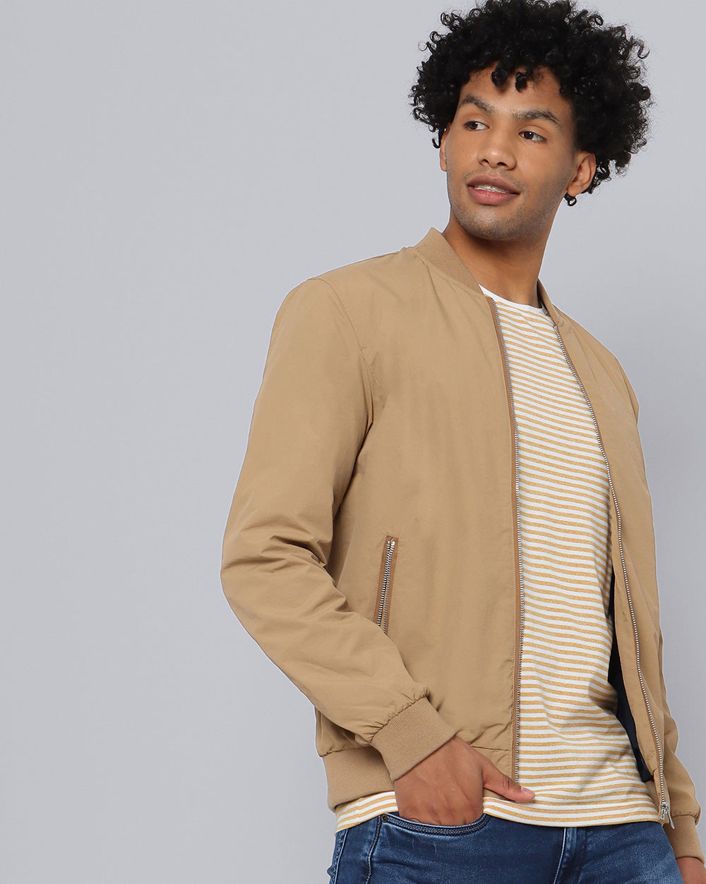 Lazy Striped T-Shirt-Mustard