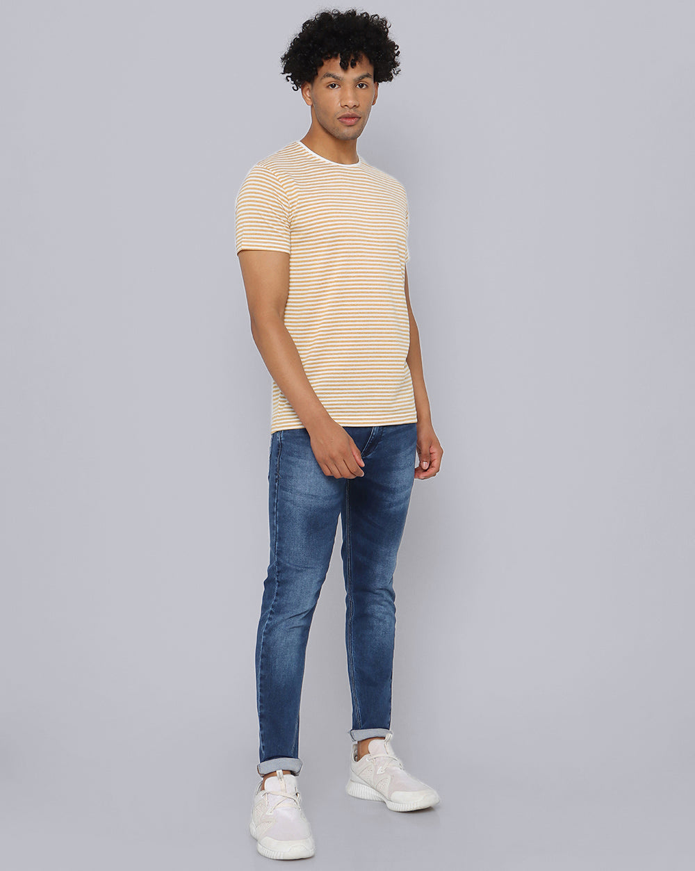 Lazy Striped T-Shirt-Mustard