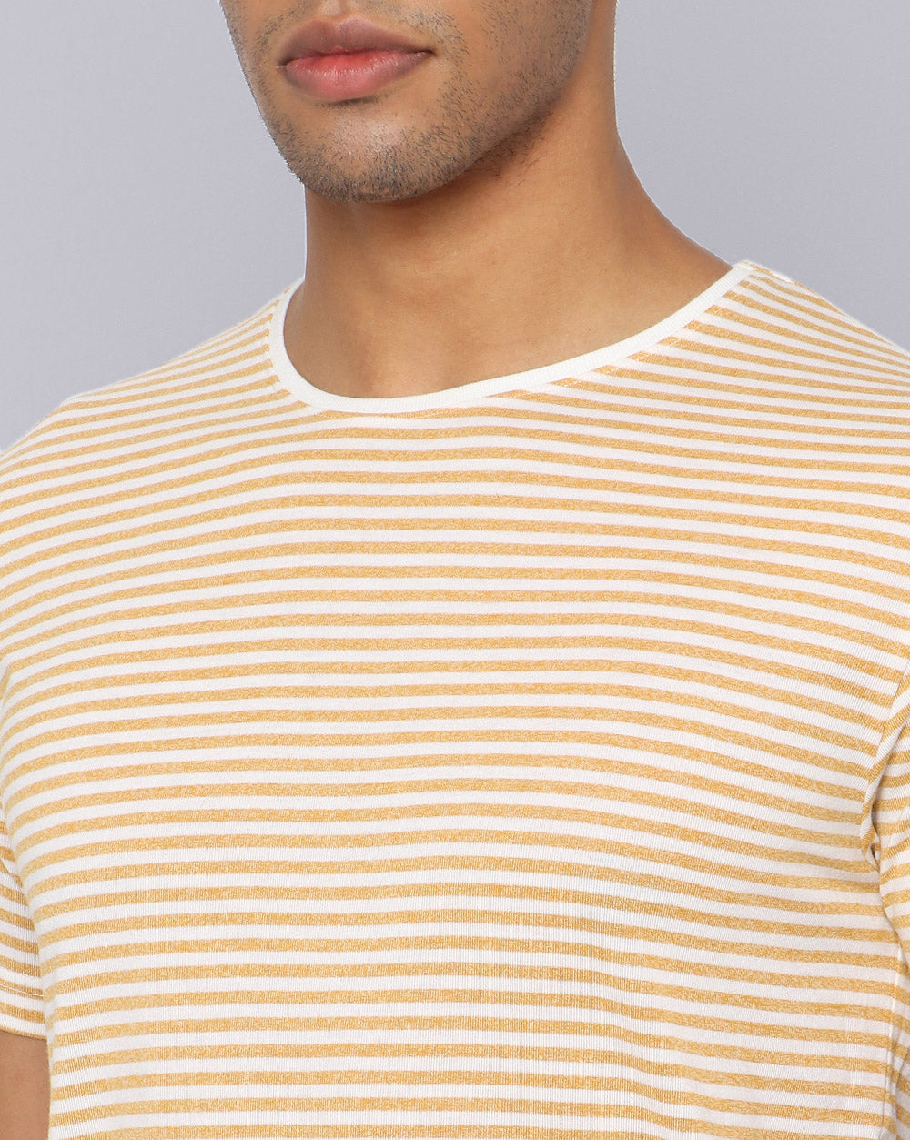 Lazy Striped T-Shirt-Mustard