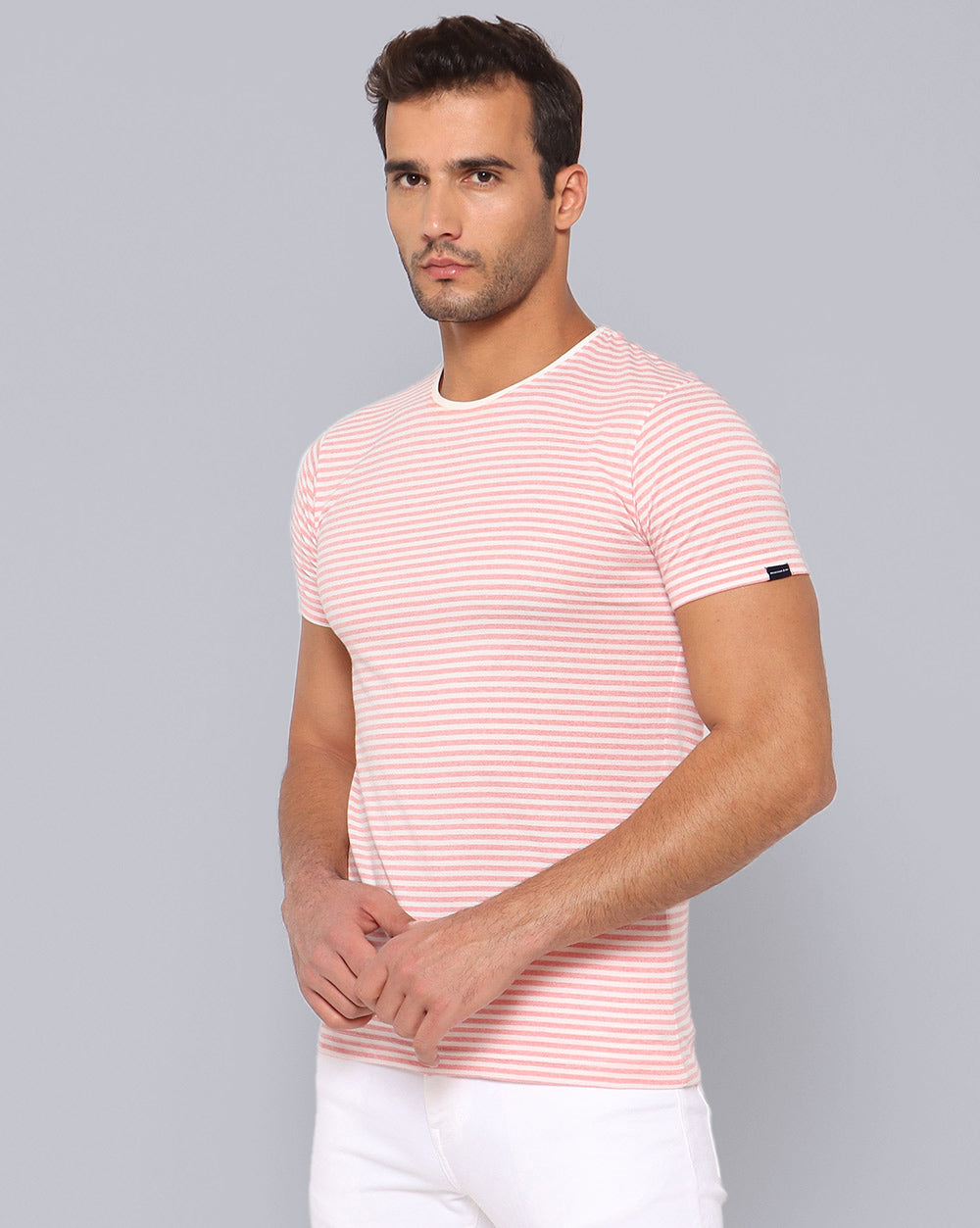 Lazy Striped T-Shirt-Pink