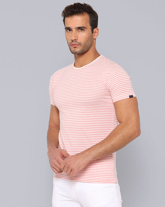 Lazy Striped T-Shirt-Pink