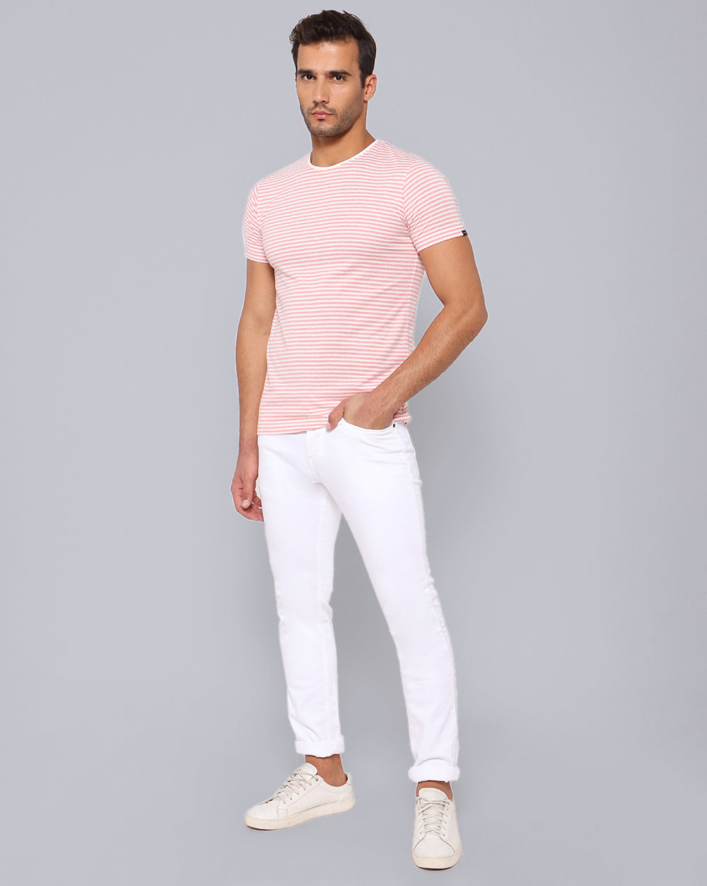 Lazy Striped T-Shirt-Pink