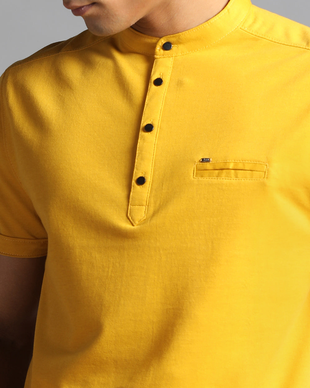 Solid Knit Casual Kurta-Yellow