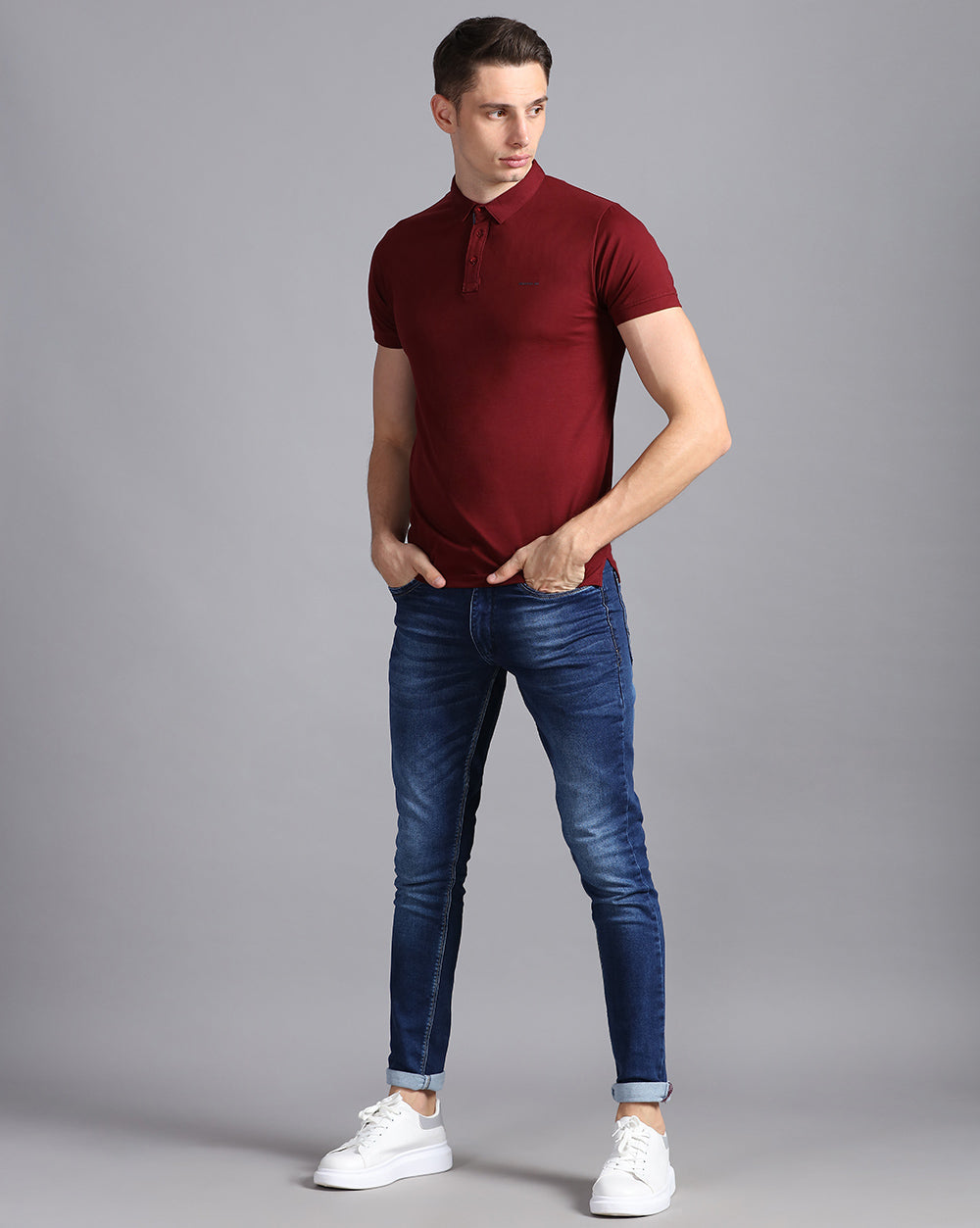 Slim Fit Strech Polo T-Shirt-Red