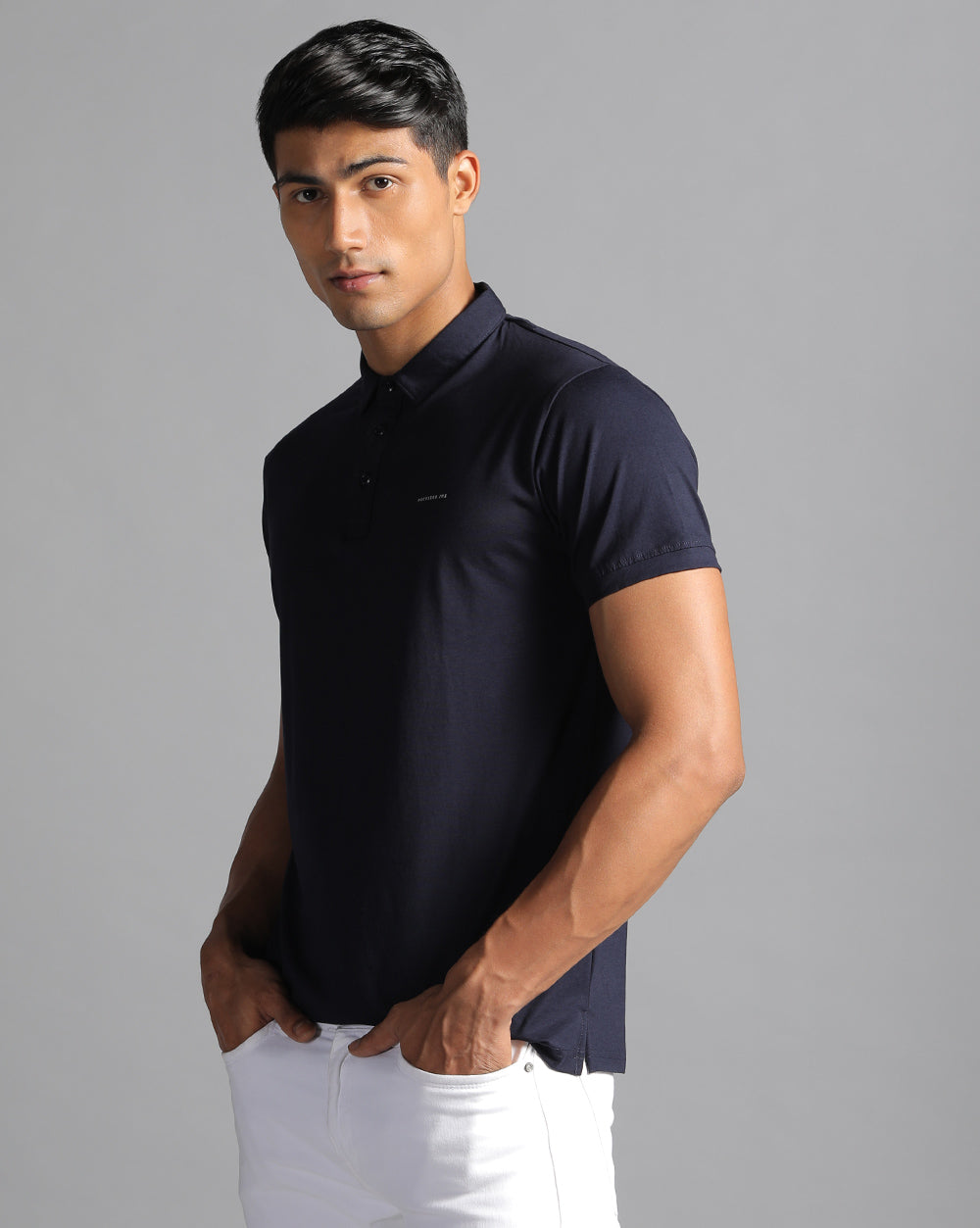 Slim Fit Strech Polo T-Shirt-Navy