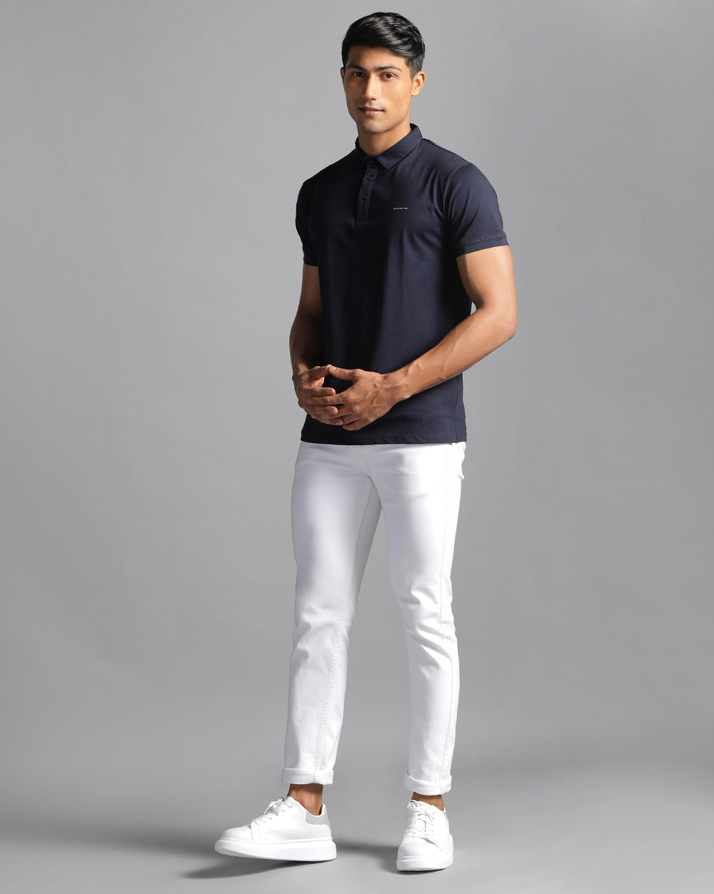 Slim Fit Strech Polo T-Shirt-Navy