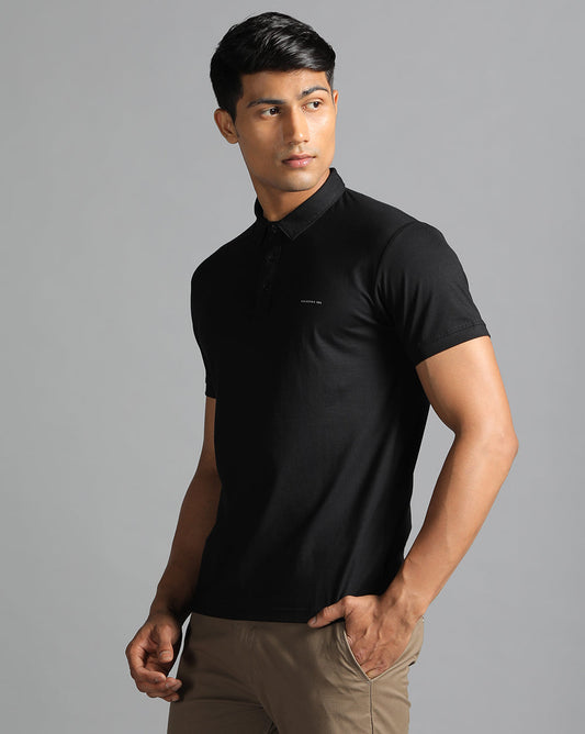 Slim Fit Strech Polo T-Shirt-Black