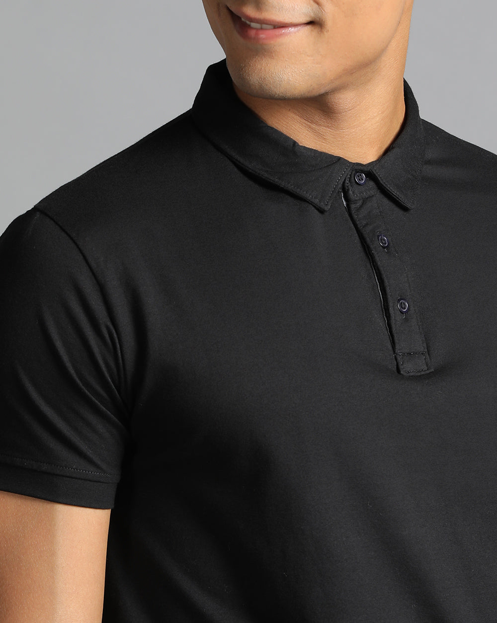 Slim Fit Strech Polo T-Shirt-Black