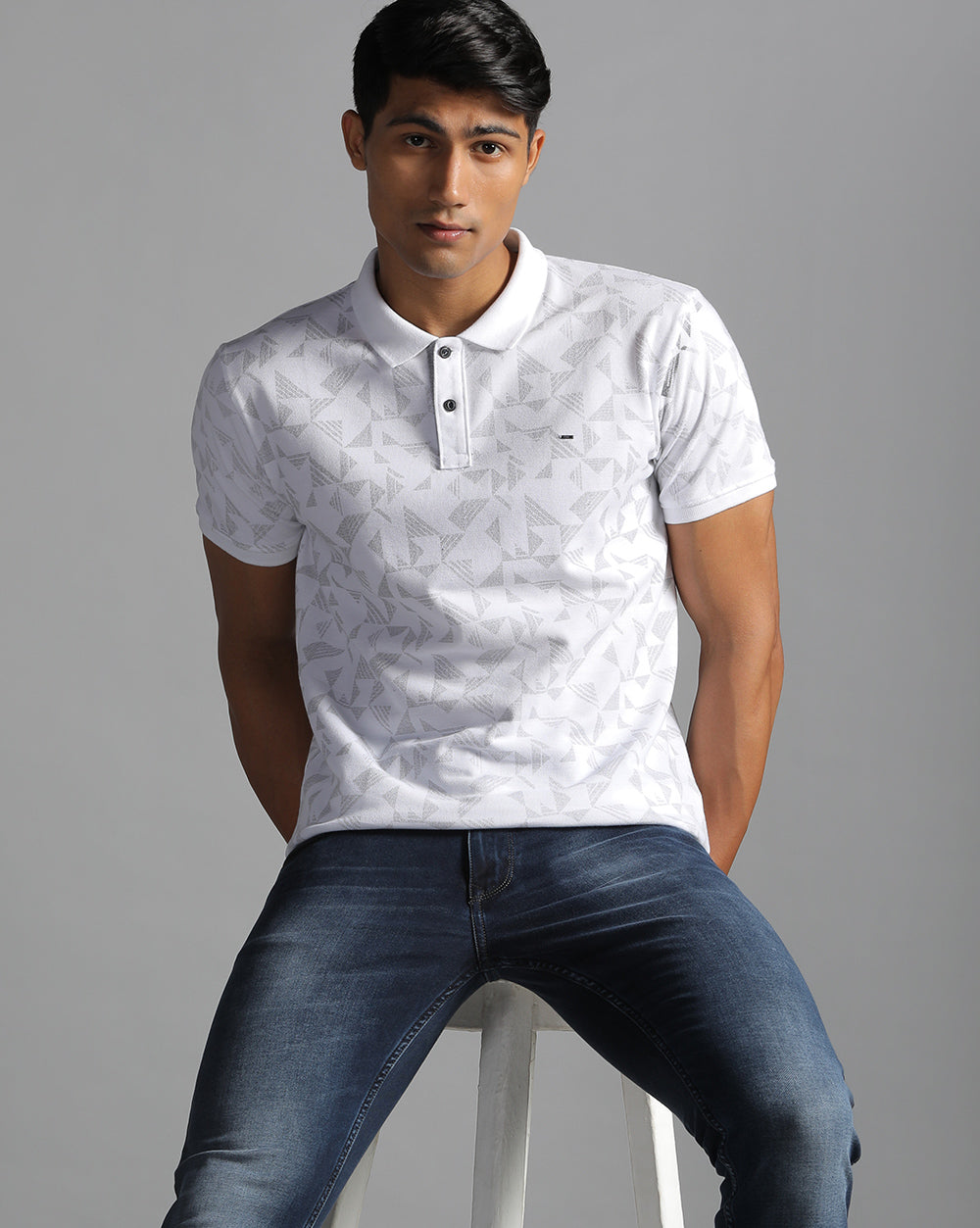 Printed Polo T-Shirt-White