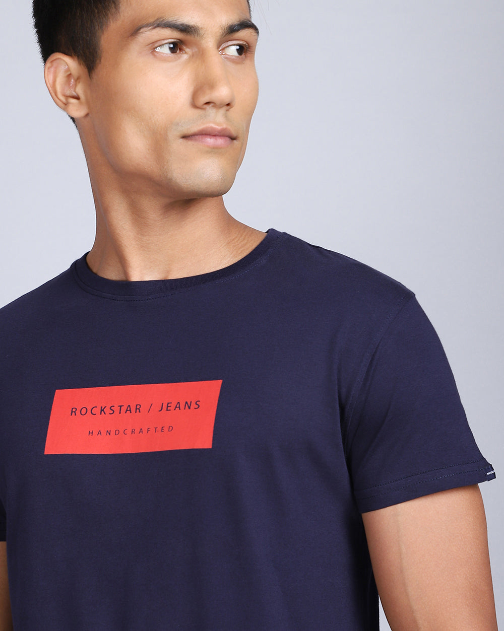 Crew Neck Printed T-Shirt-Cobalt Blue