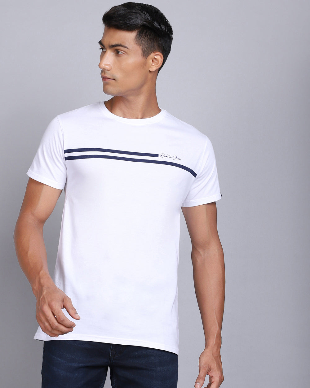 Crew Neck Printed T-Shirt-Pure White
