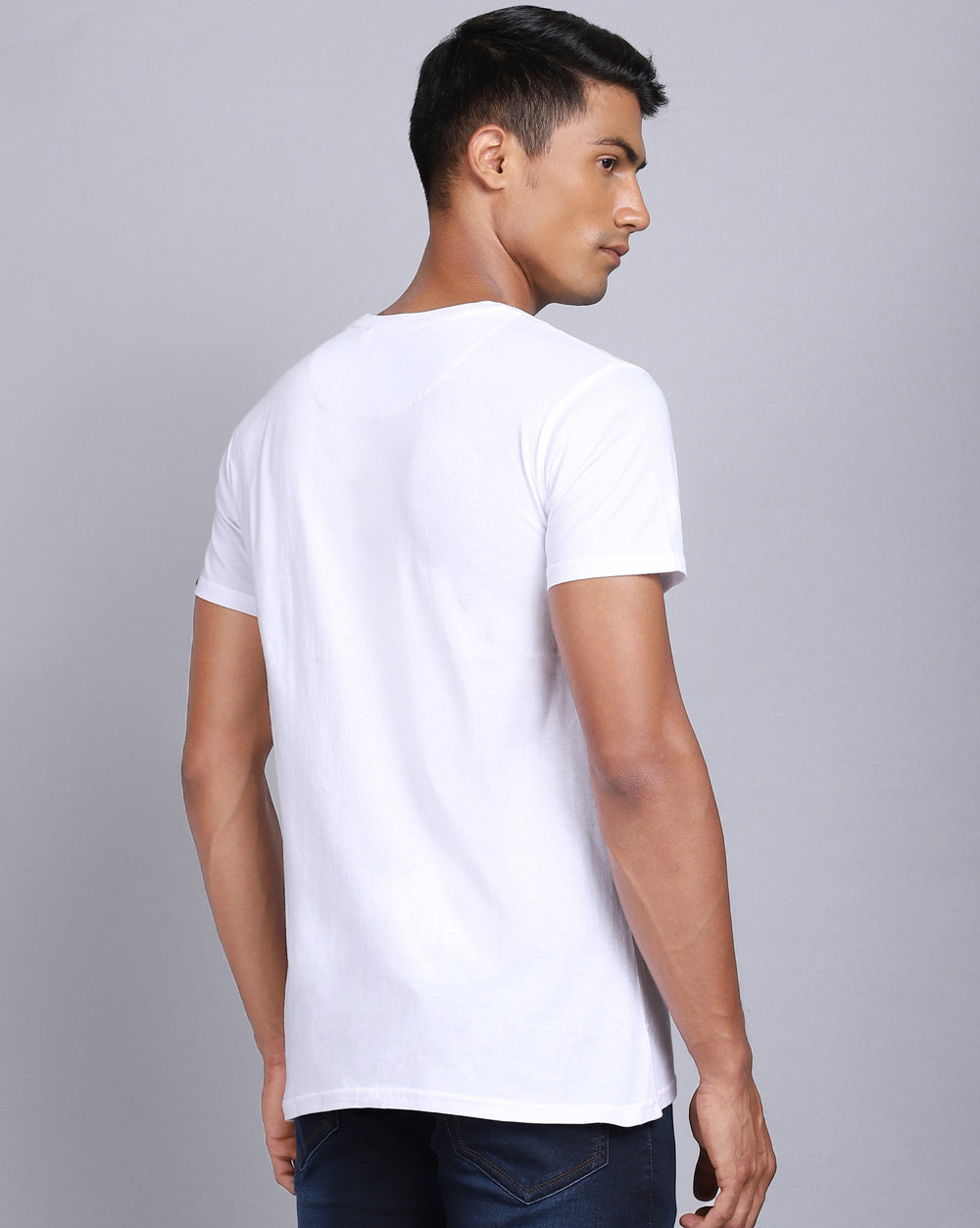 Crew Neck Printed T-Shirt-Pure White