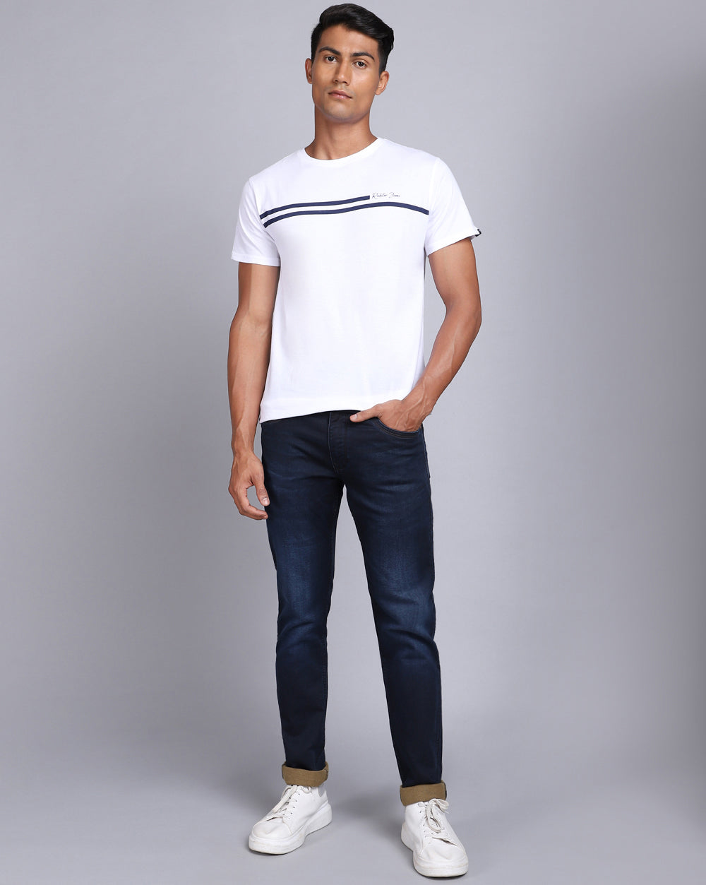 Crew Neck Printed T-Shirt-Pure White