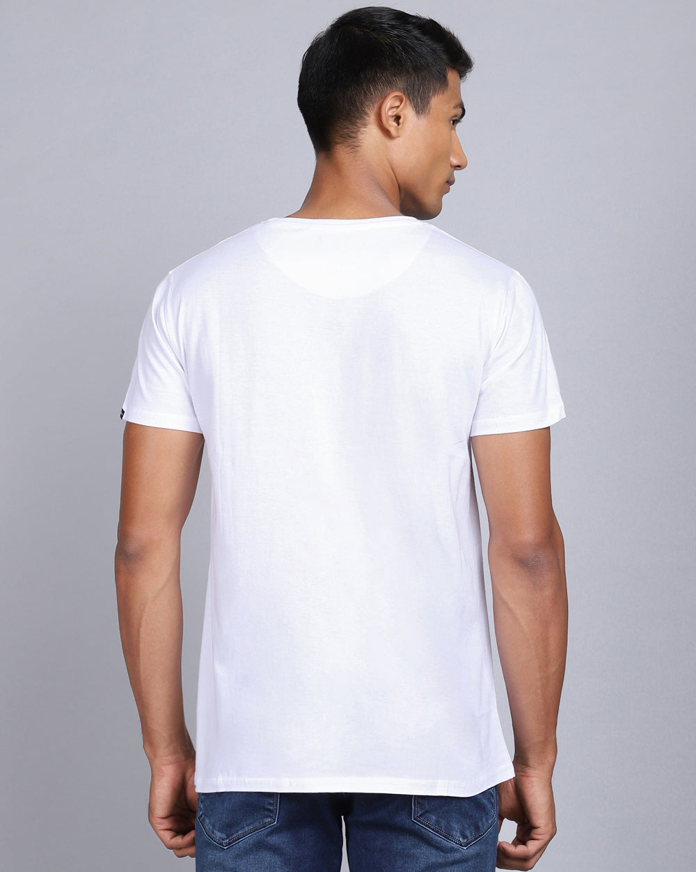 Crew Neck Printed T-Shirt-Smoke White