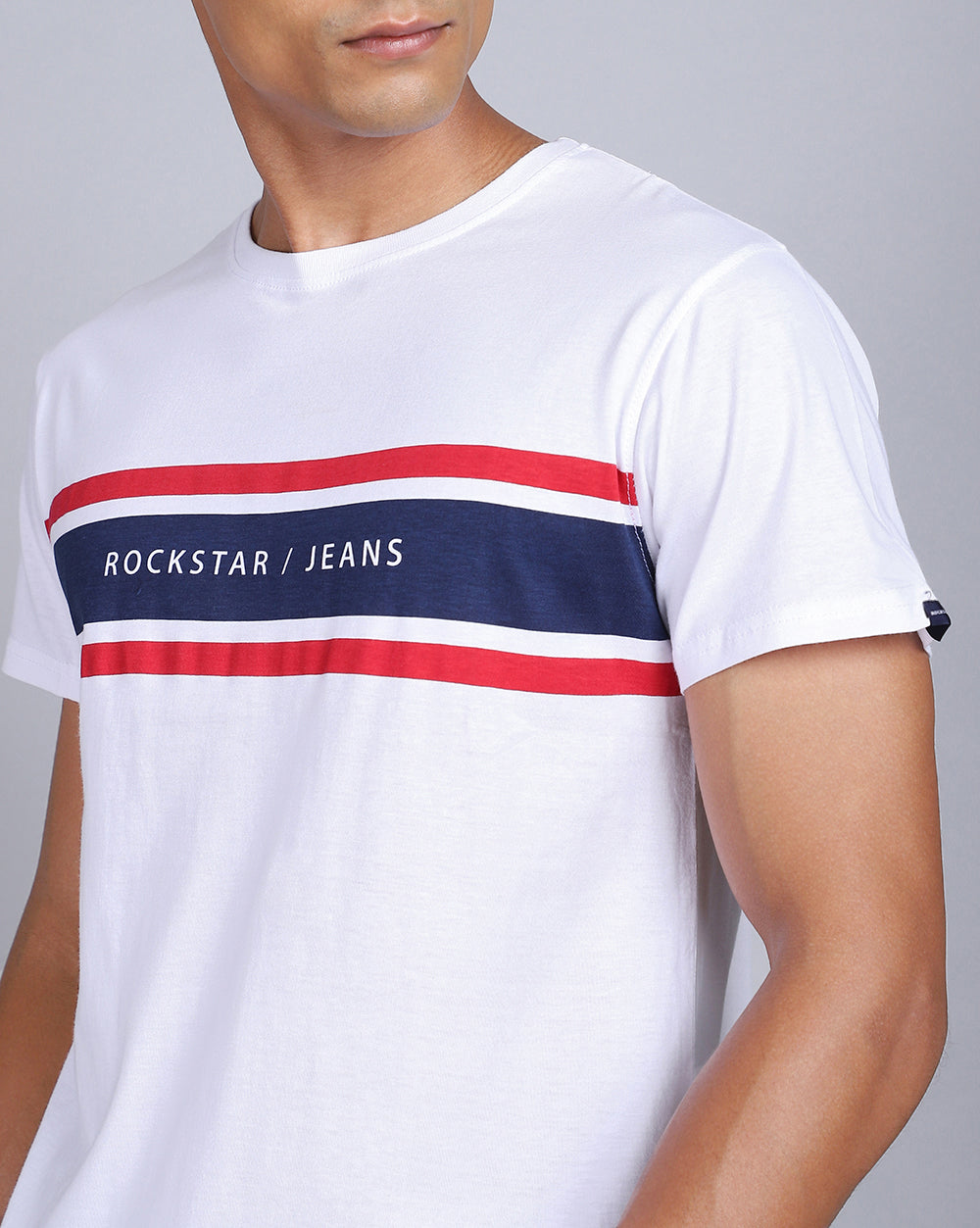 Crew Neck Printed T-Shirt-Smoke White