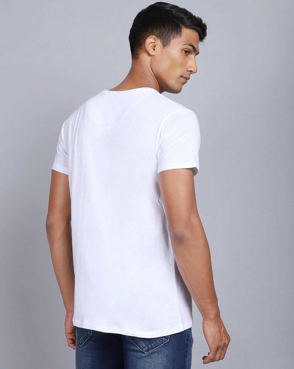 Crew Neck Printed T-Shirt-Pop White