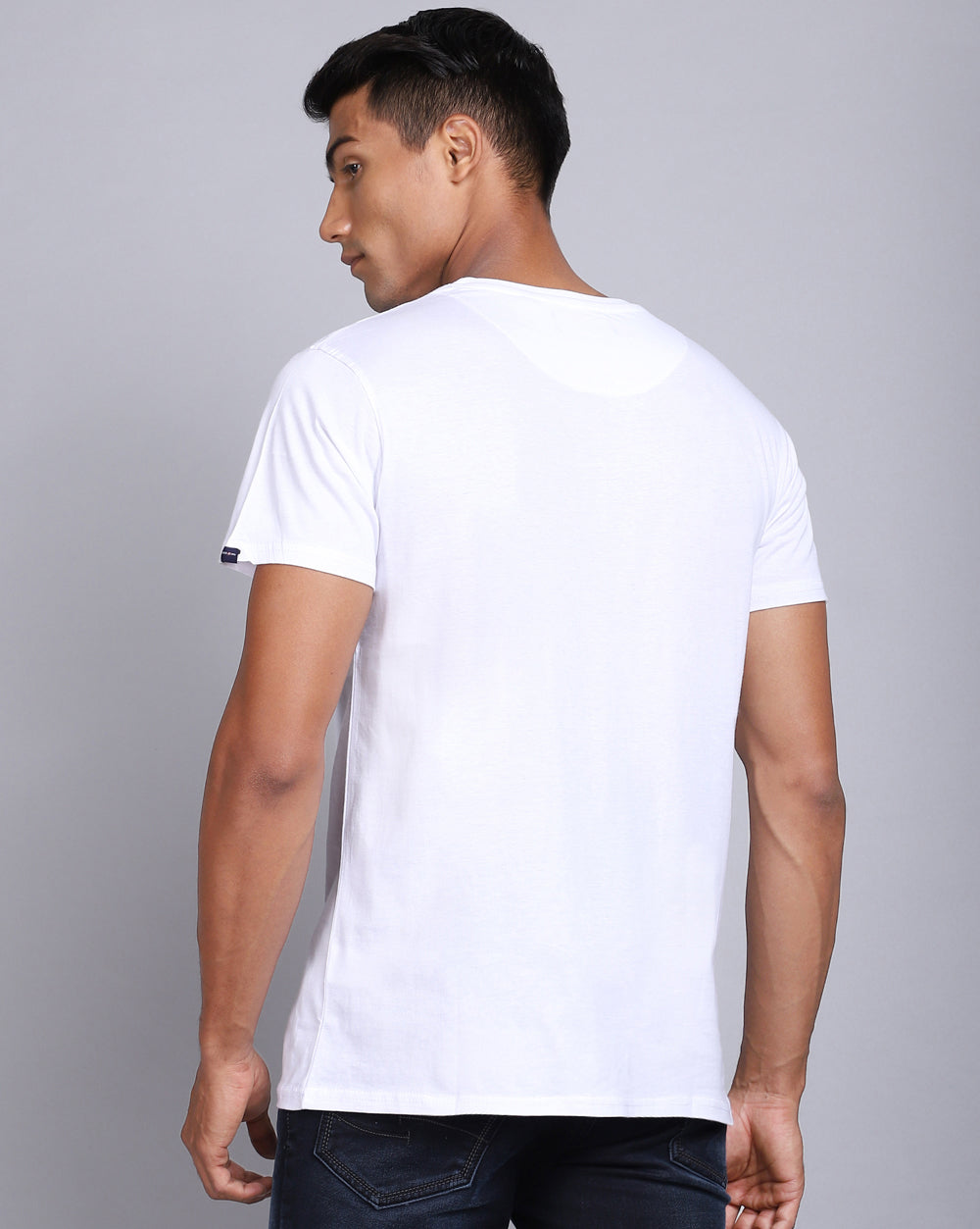 Crew Neck Printed T-Shirt-White Snow