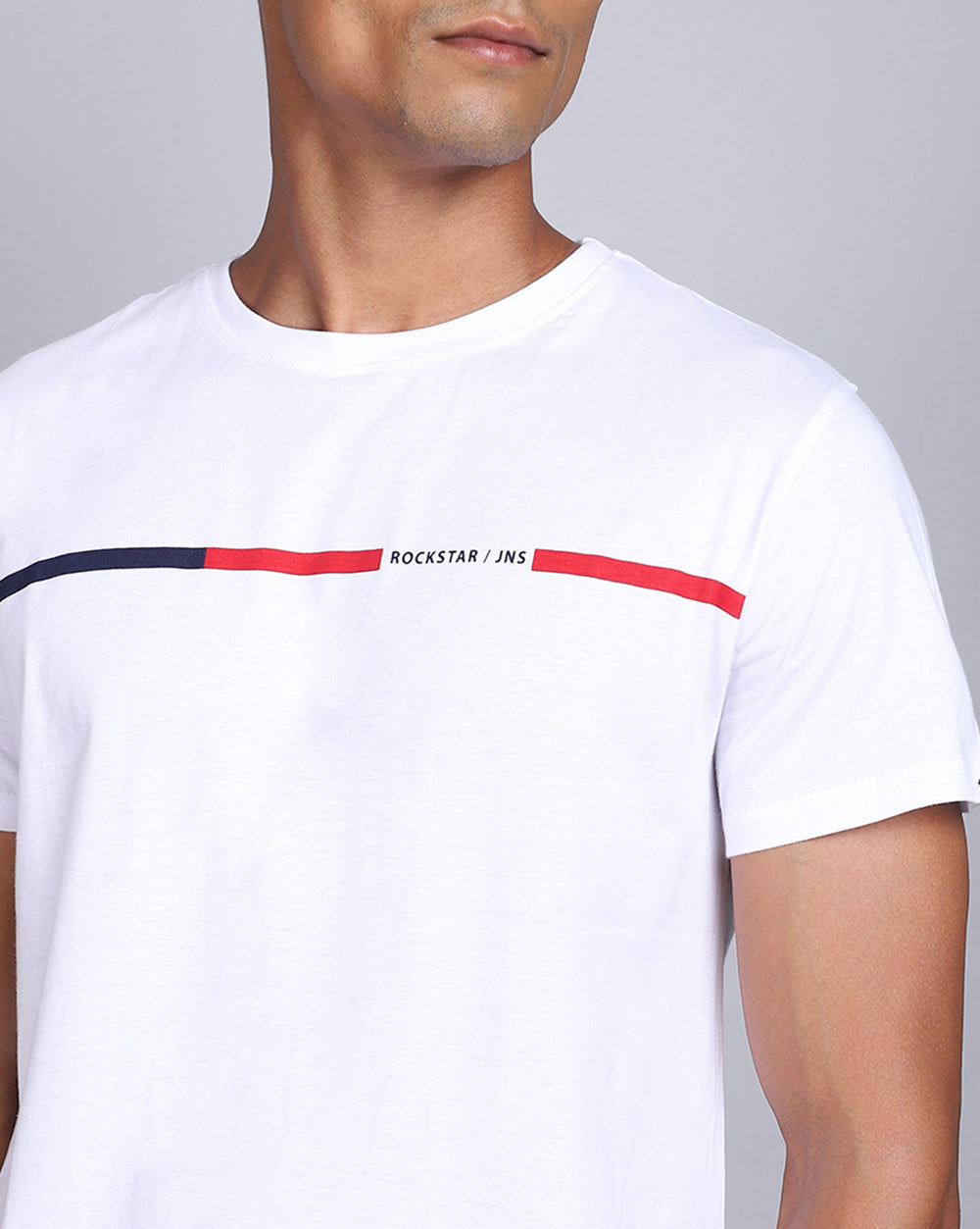 Crew Neck Printed T-Shirt-White Snow