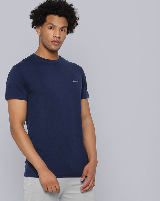 Crewneck Strech T-Shirt-Cobaled Blue