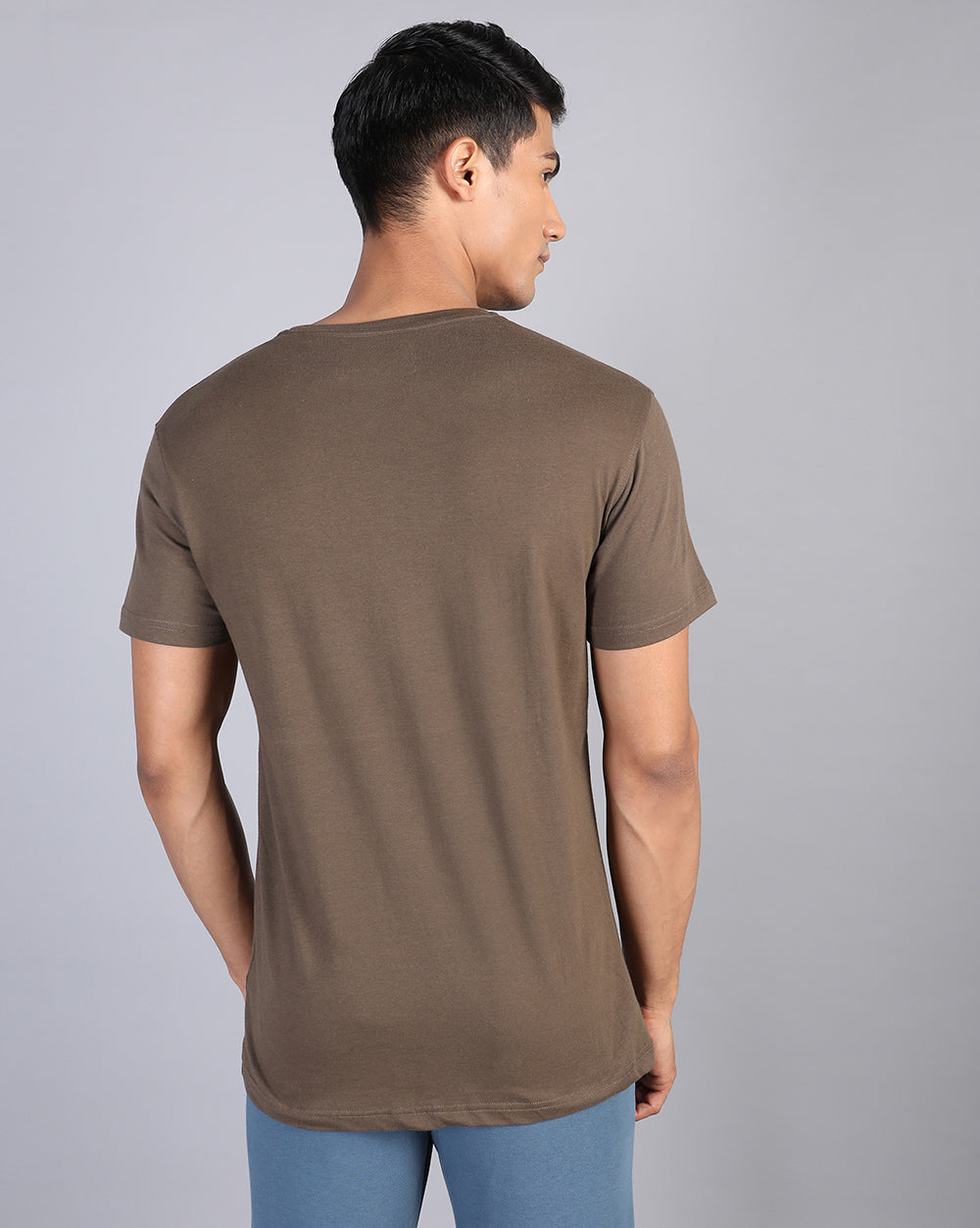 Crewneck Strech T-Shirt-Brown