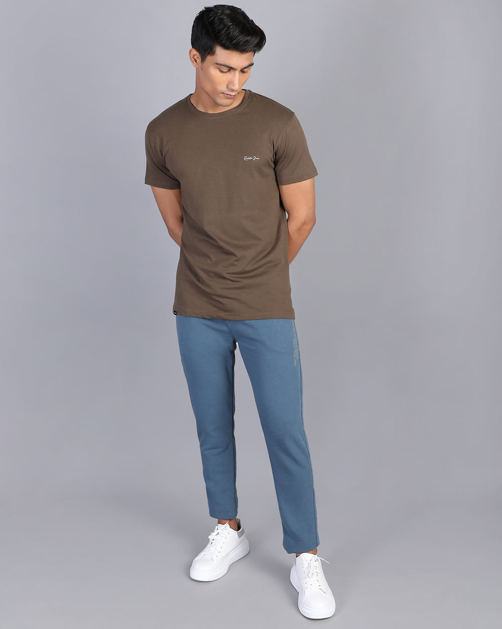 Crewneck Strech T-Shirt-Brown