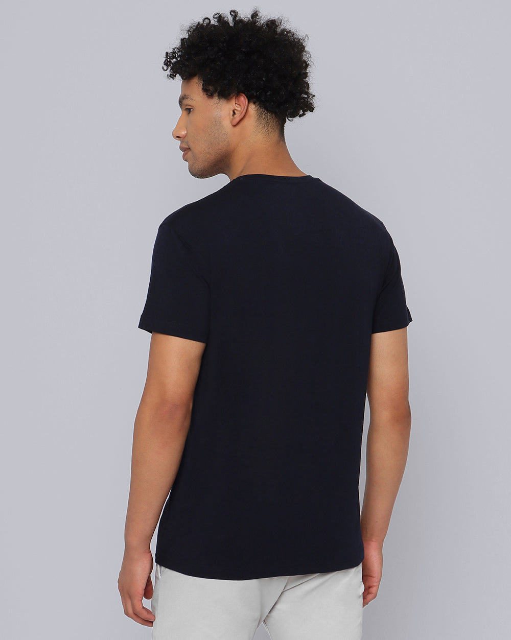 Crewneck Strech T-Shirt-Dark Navy
