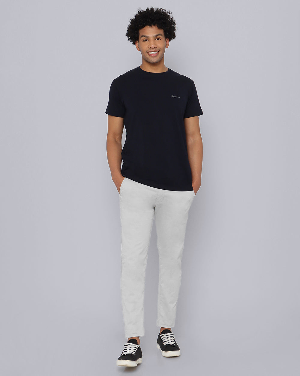 Crewneck Strech T-Shirt-Dark Navy