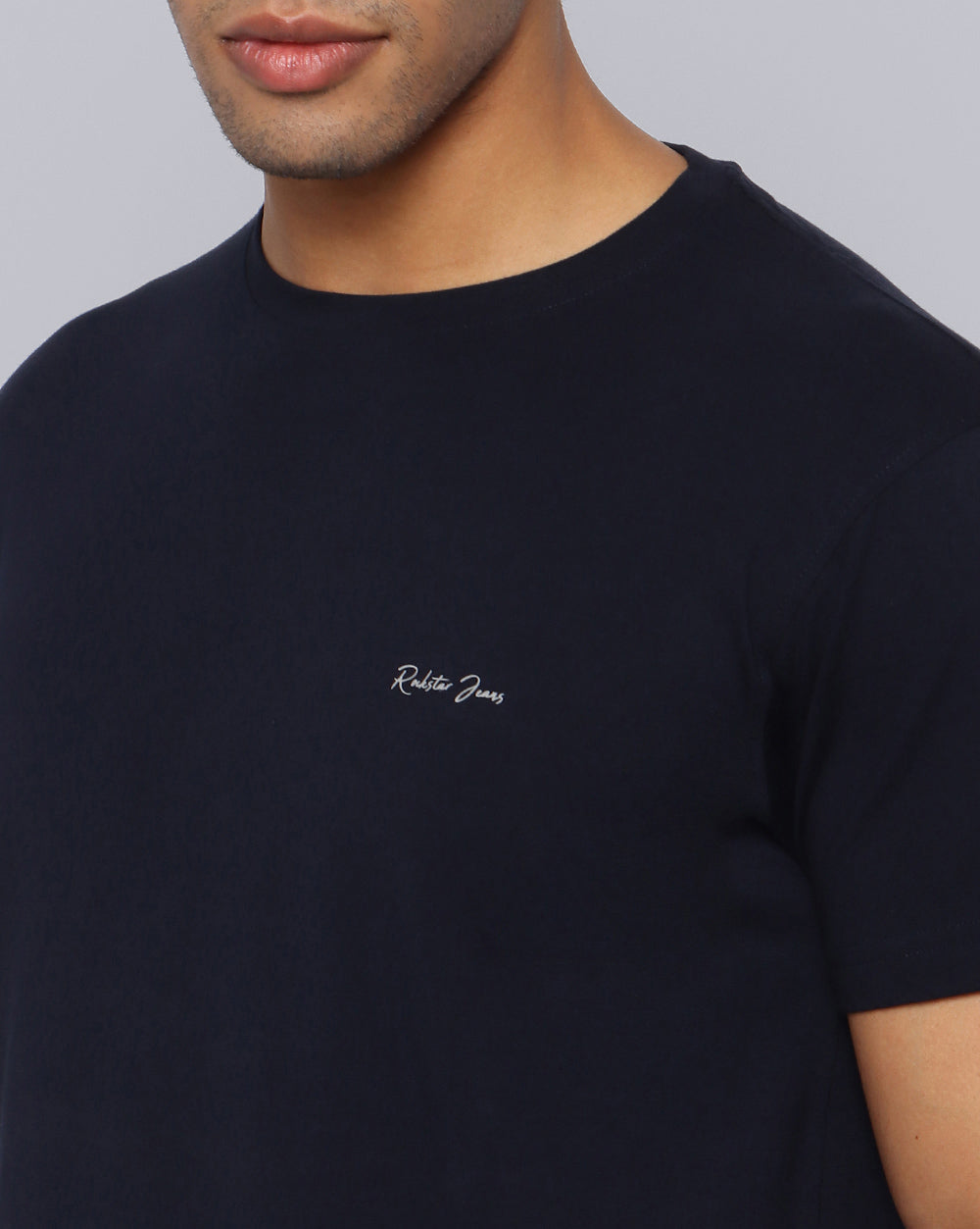 Crewneck Strech T-Shirt-Dark Navy