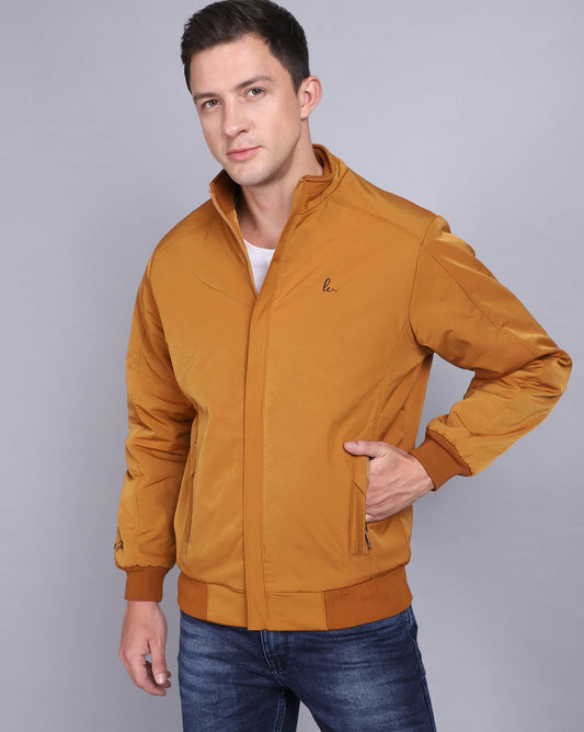 Solid High Neck Jacket-Copper