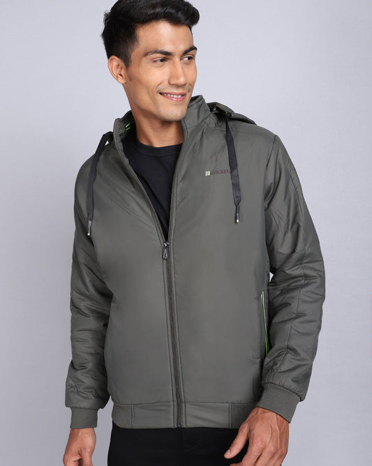 Solid Hooded Jacket-Sage Green