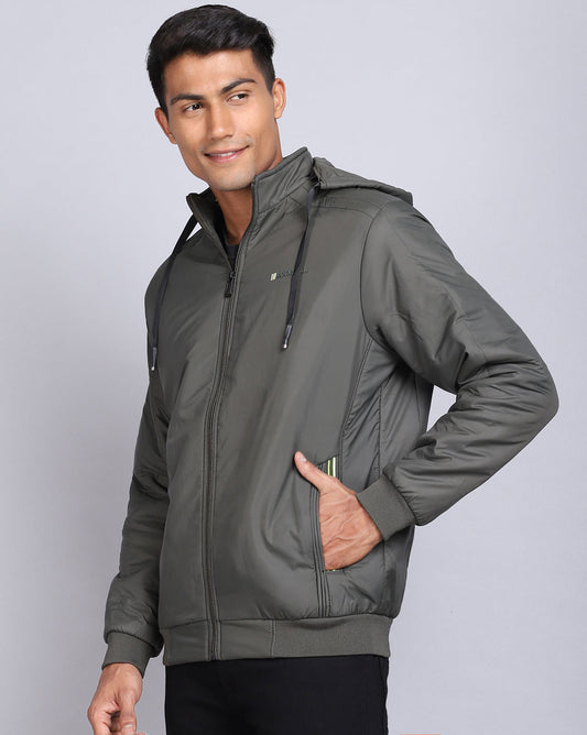 Solid Hooded Jacket-Sage Green