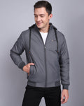 Solid Hooded Jacket-Grey