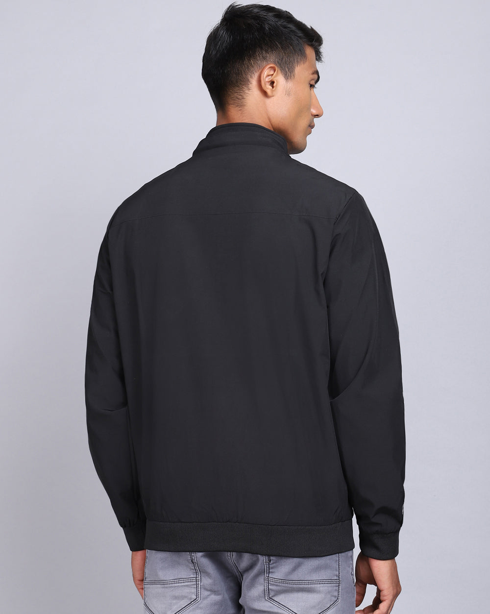Solid Hooded Wind-Cheater-Black