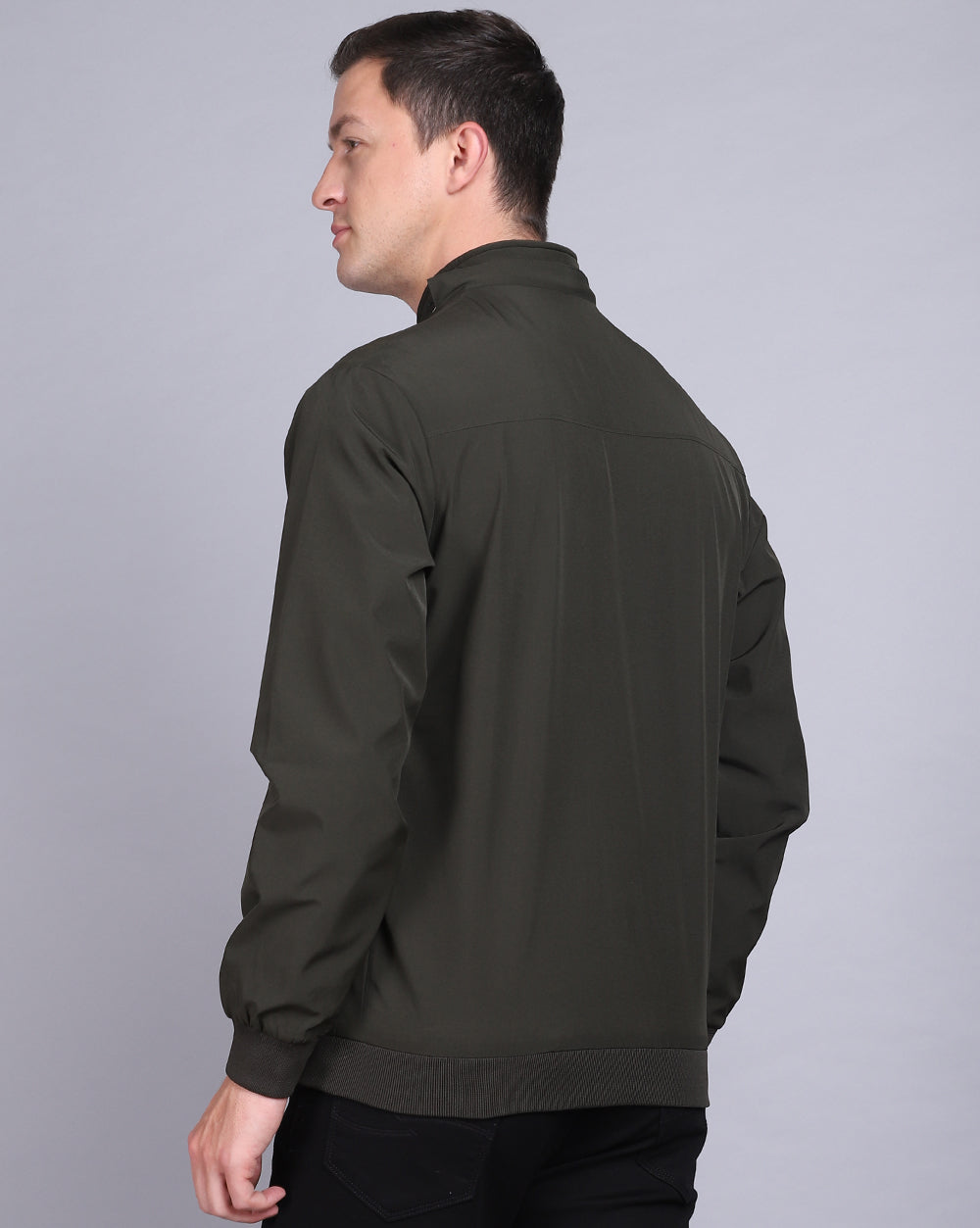 Solid Hooded Wind-Cheater-Olive