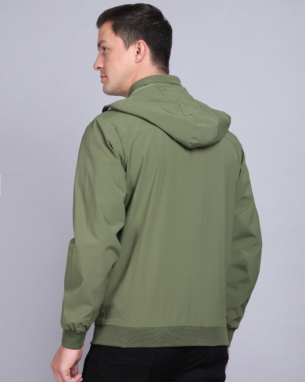 Solid Hooded Wind-Cheater-Green