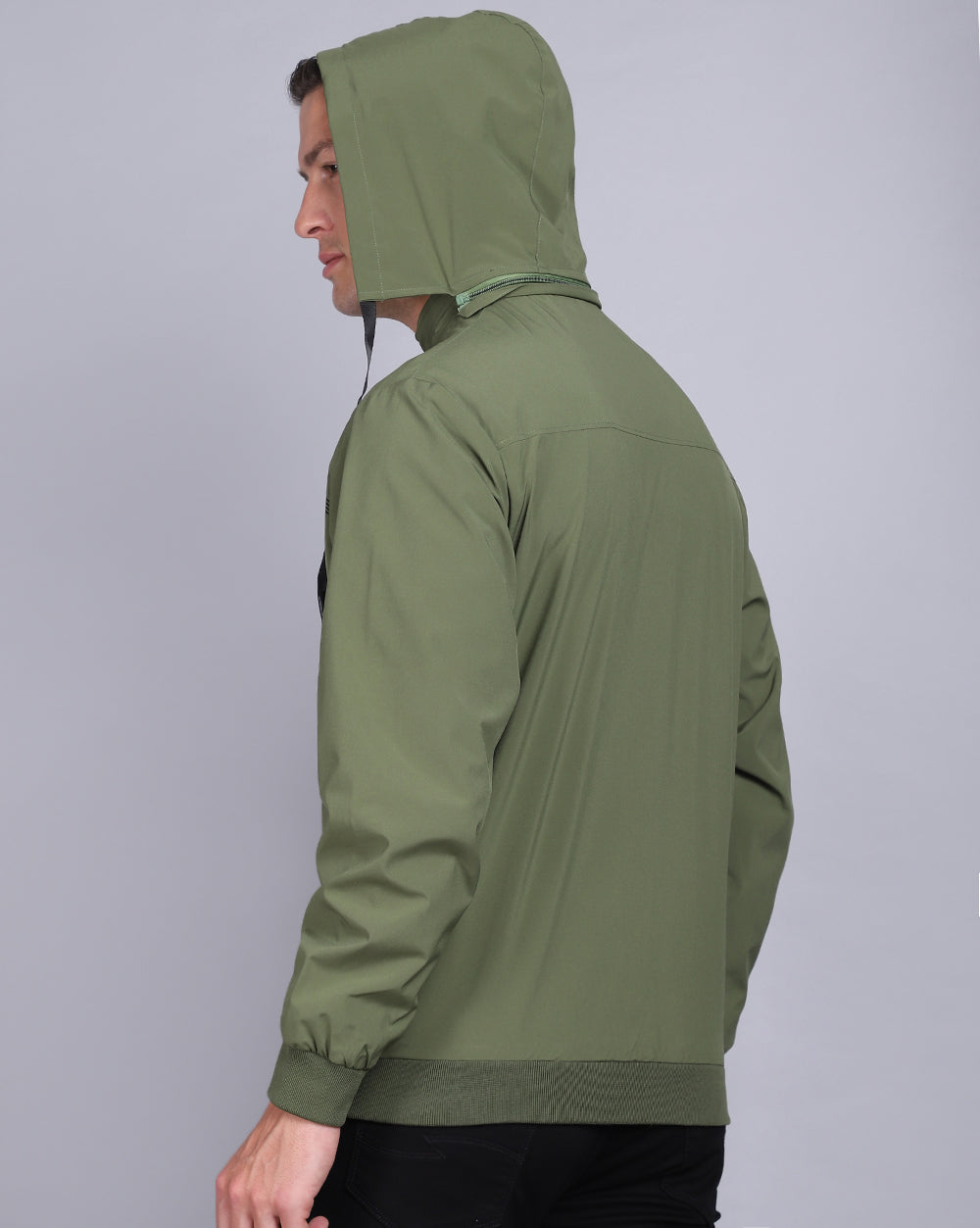 Solid Hooded Wind-Cheater-Green