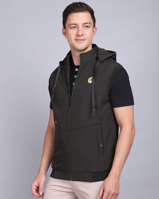 Solid Hooded Jacket-Dk.Olive