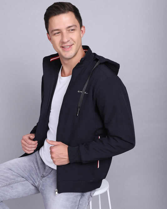 Solid Hooded Jacket-DK.Navy