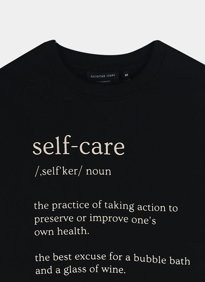 SELF CARE Oversized Cotton Printed T-Shirt Black