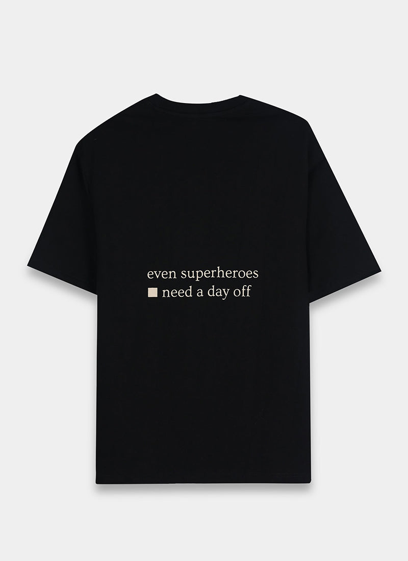 SELF CARE Oversized Cotton Printed T-Shirt Black