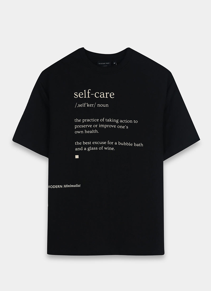 SELF CARE Oversized Cotton Printed T-Shirt Black