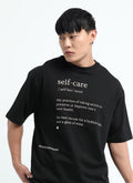 SELF CARE Oversized Cotton Printed T-Shirt Black