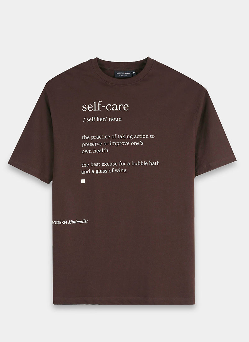 SELF CARE Oversized Cotton Printed T-Shirt Espresso Brown