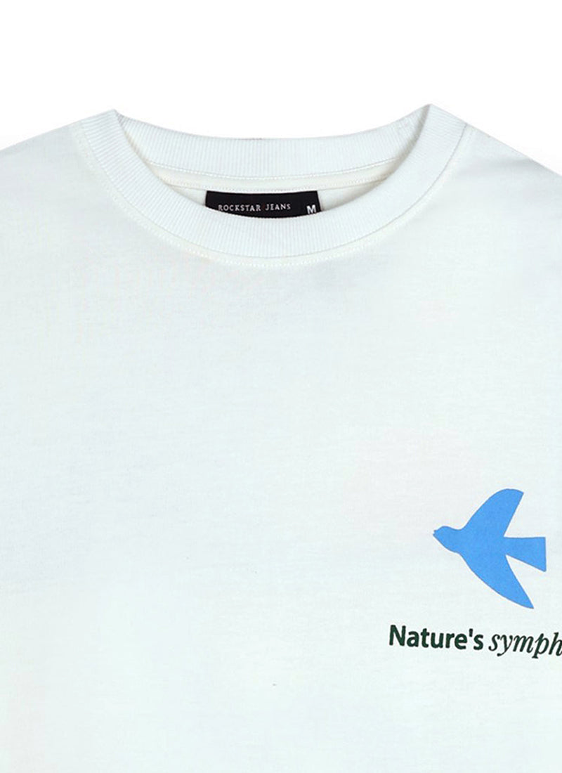 SERENITY Oversized Cotton Printed T-Shirt Off White