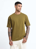SIGNATURE Oversized Solid Cotton T-Shirt Olive Moss