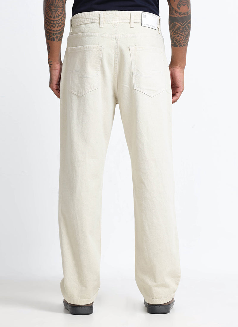 SIGNATURE Straight Fit Denim Jeans Ecru Ivory