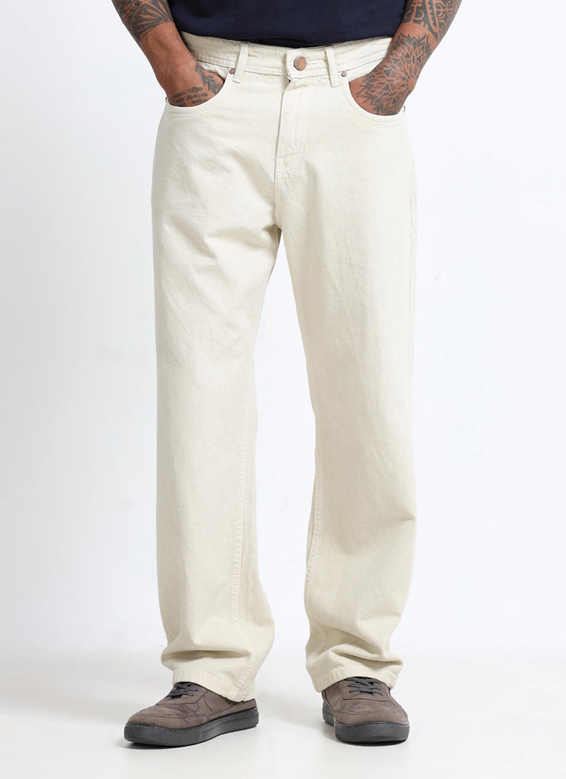 SIGNATURE Straight Fit Denim Jeans Ecru Ivory