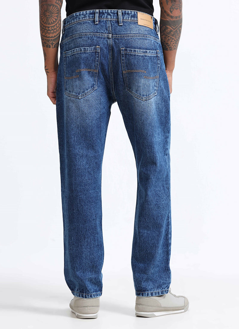 SIGNATURE Straight Fit Denim Jeans Mid Blue