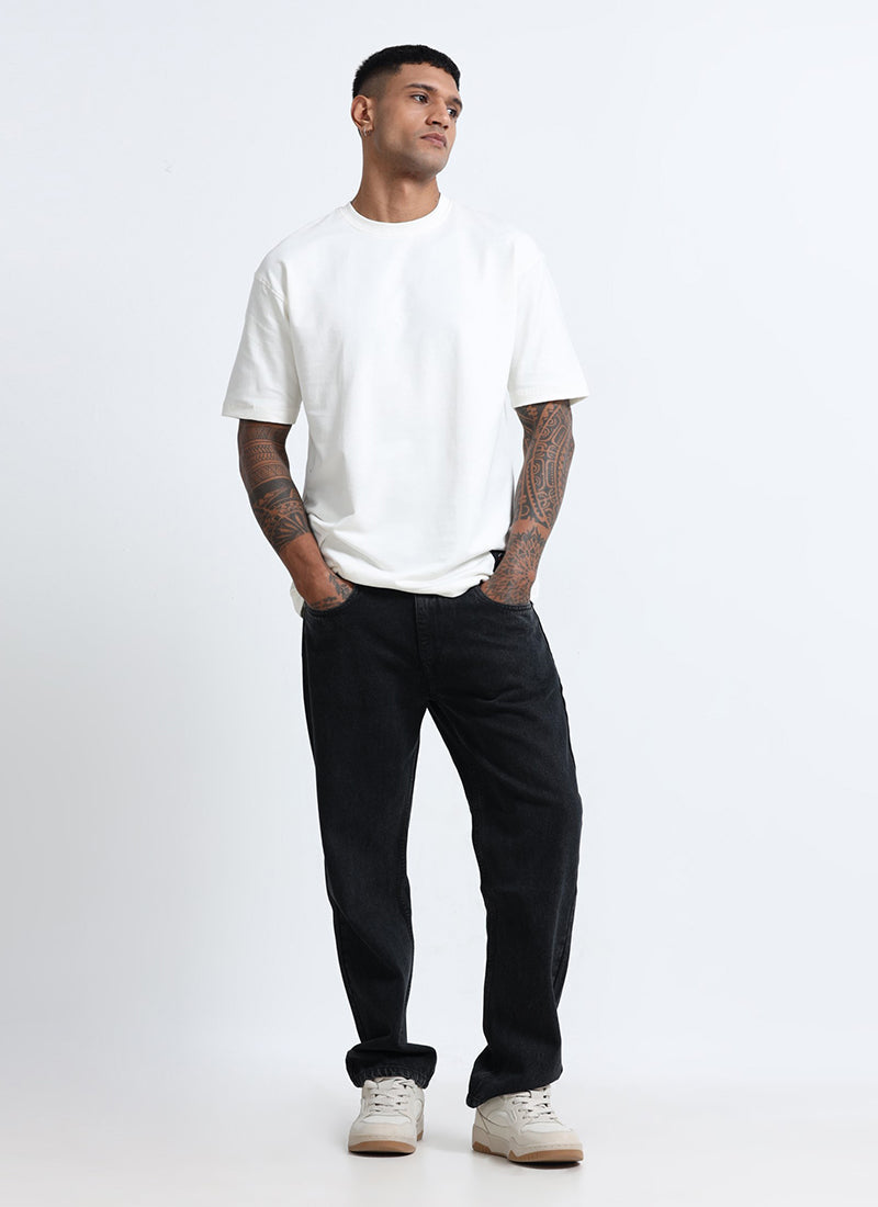 SIGNATURE Straight Fit Denim Jeans Washed Black